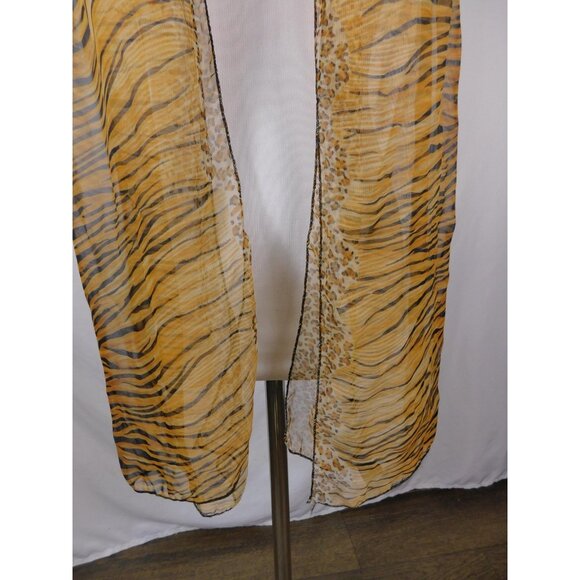 Yellow Black Tiger Leopard Sheer Scarf Boho OS - Picture 3 of 10